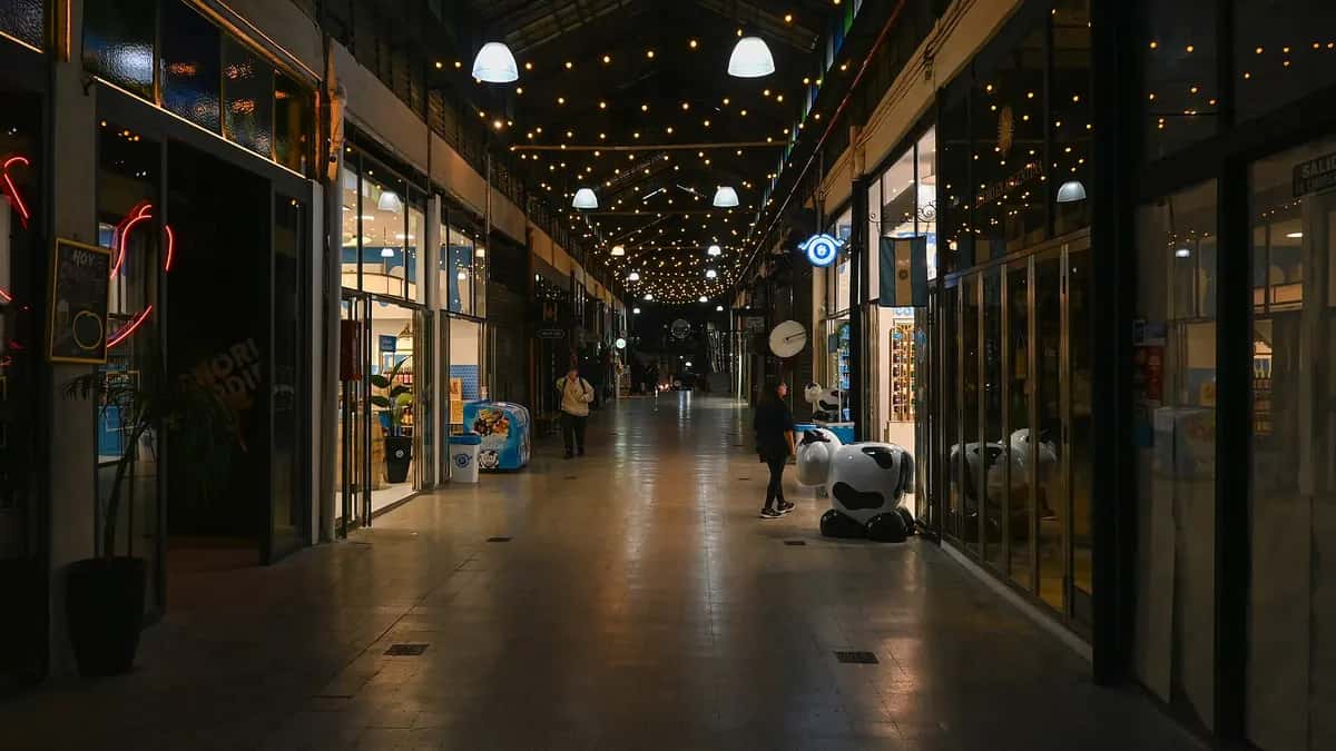Interior aisle of the San Telmo Market in Buenos Aires