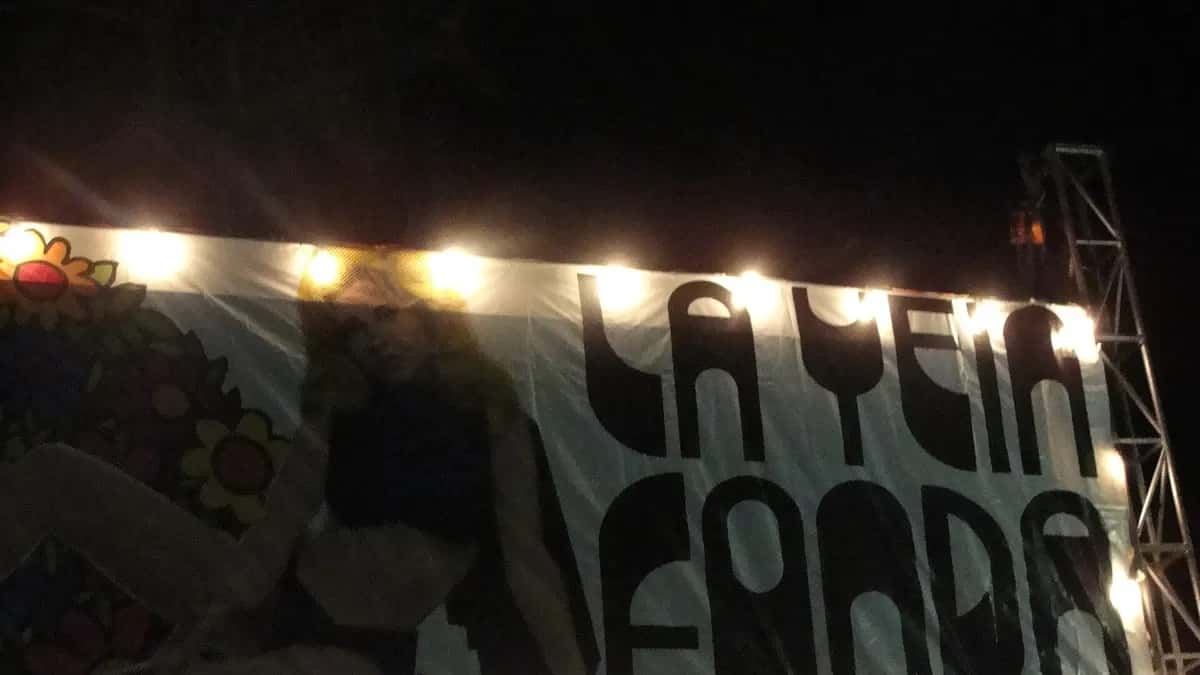 Illuminated sign of a national holiday fair in Santiago, Chile