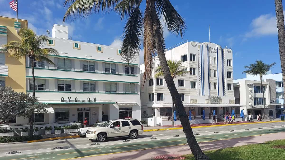 Hotéis art déco da Ocean Drive, em Miami Beach