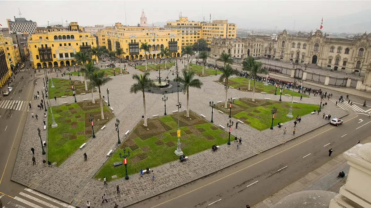 Vista aérea de la Plaza Mayor de Lima