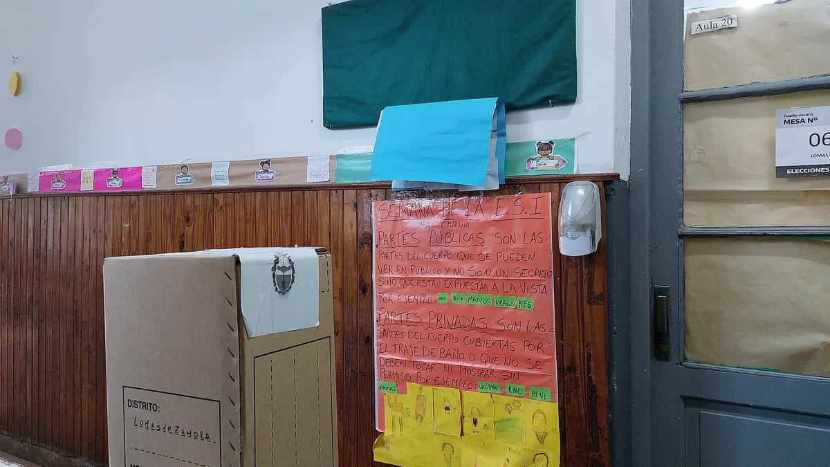 Ballot box in a school during the 2025 Buenos Aires province elections