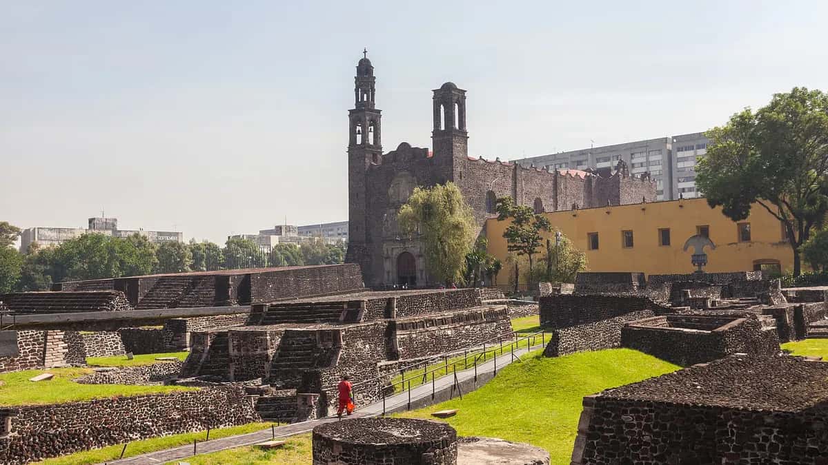 Archaeological zone and Santiago church in Tlatelolco, Mexico City