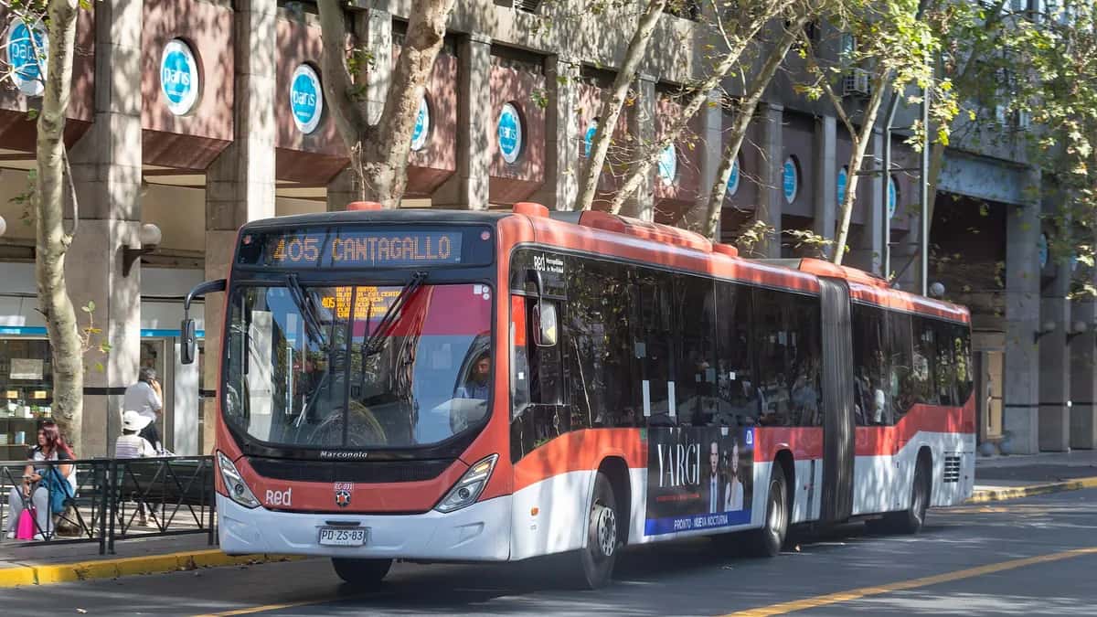 Bus del transporte público en una avenida de Providencia, Santiago