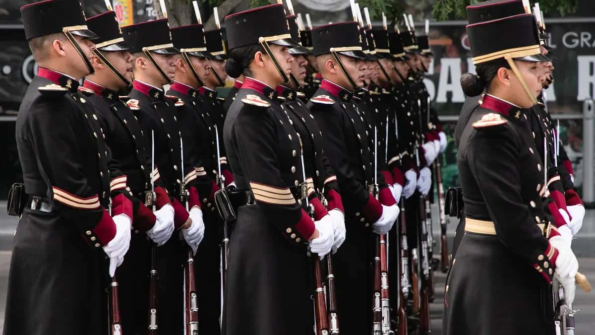 Cadets of the Heroic Military College lined up in dress uniform
